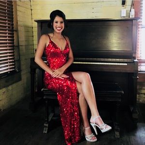 Red sequined Prom dress !